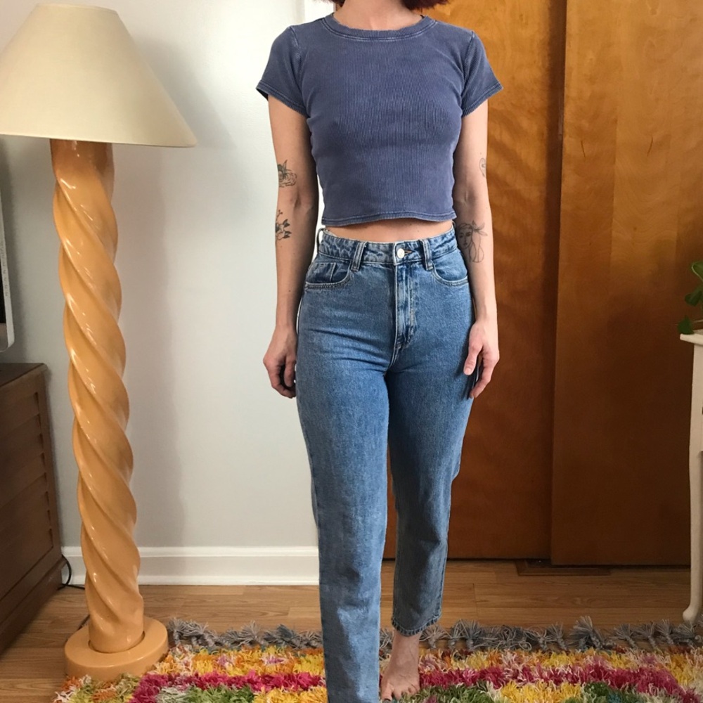 Zara Blue Dark Denim Wash Skinny High Waisted Jeans